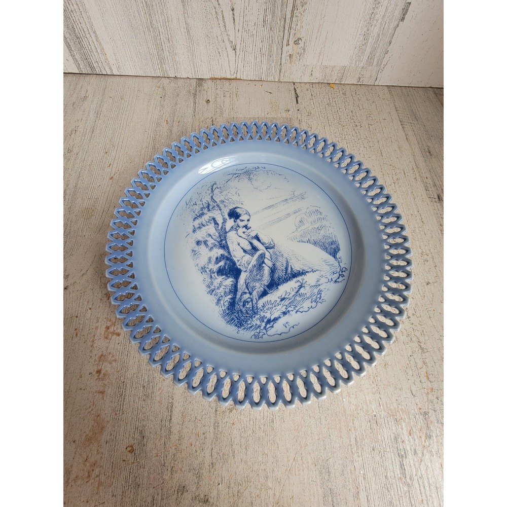 Copenhagen porcelain wild swans blue vintage plate hanging decor unique